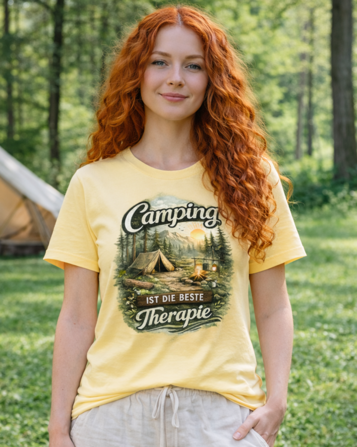 Camping ist die beste Therapie Premium Bio T-Shirt 100 % Bio-Baumwolle Unisex