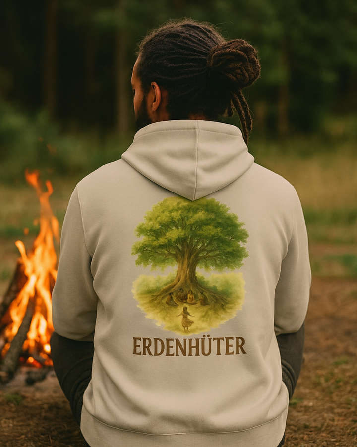 Erdenhüter Premium Bio-Hoodie 100 % Bio-Baumwolle Rückendruck