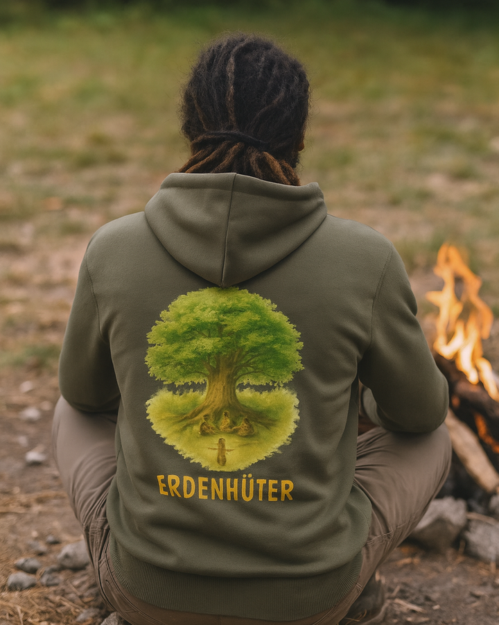 Erdenhüter Premium Bio-Hoodie 100% Bio-Baumwolle Rückendruck