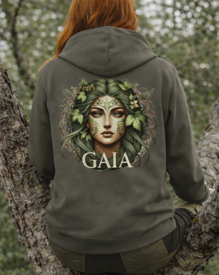 GAIA Premium Bio-Hoodie 100% Bio-Baumwolle, Rückendruck