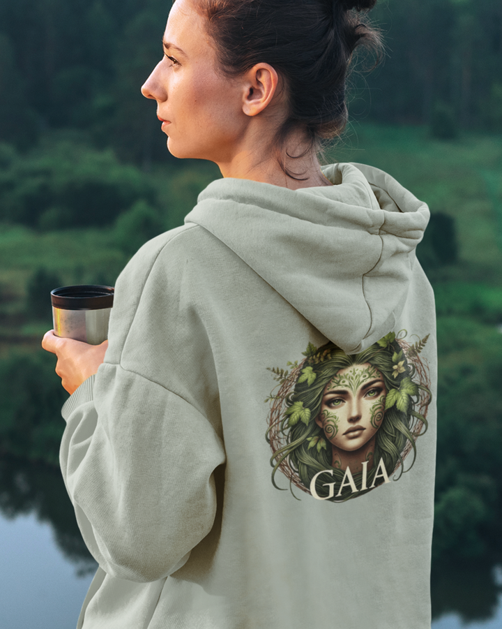 GAIA Premium Bio-Hoodie 100% Bio-Baumwolle, Rückendruck
