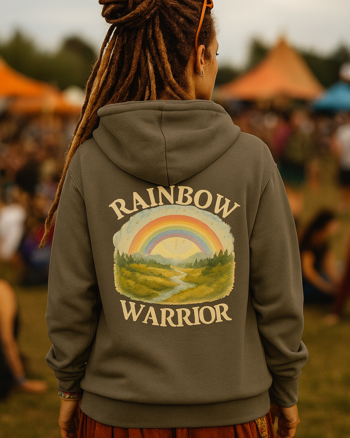 Rainbow Warrior Premium Bio Hoodie 100 % Bio-Baumwolle Rückendruck