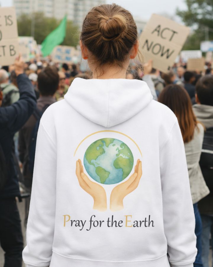 Pray for the Earth Premium Bio Hoodie 100 % Bio-Baumwolle Rückendruck