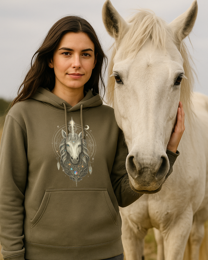 Mystik Einhorn Premium Bio Hoodie 100 % Bio-Baumwolle Unisex