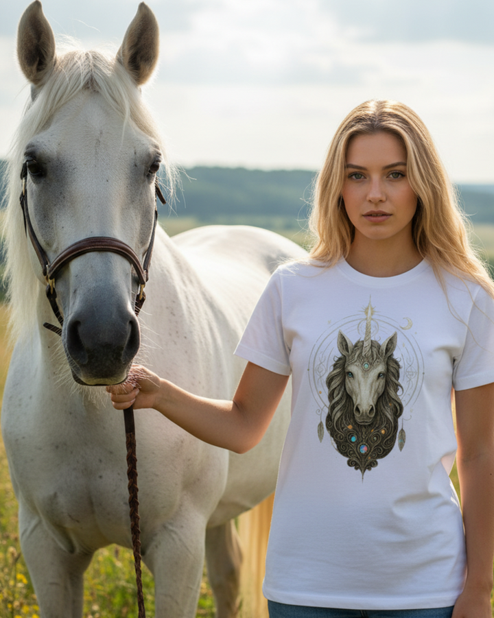 Mystik Einhorn Premium Bio T-Shirt 100 % Bio-Baumwolle Unisex