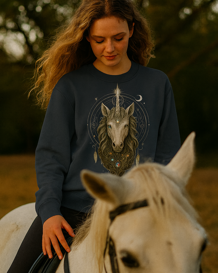 Mystik Einhorn Premium Sweatshirt 100 % Bio-Baumwolle Unisex