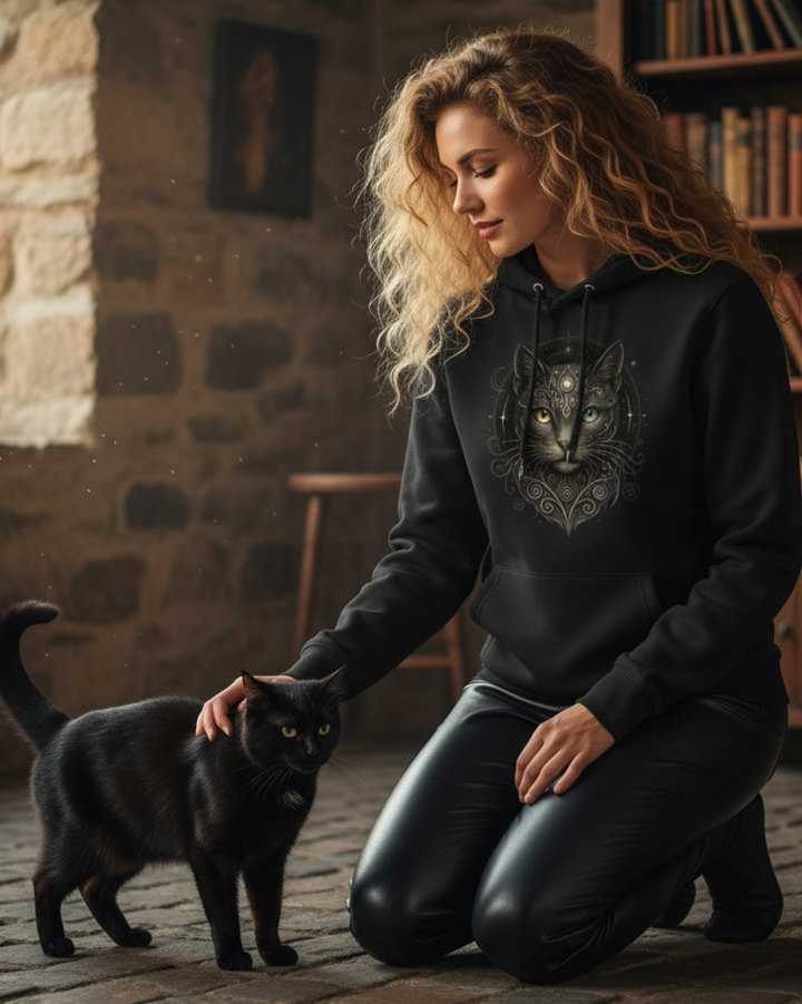 Mystik Katze Premium Bio Hoodie 100 % Bio-Baumwolle Unisex