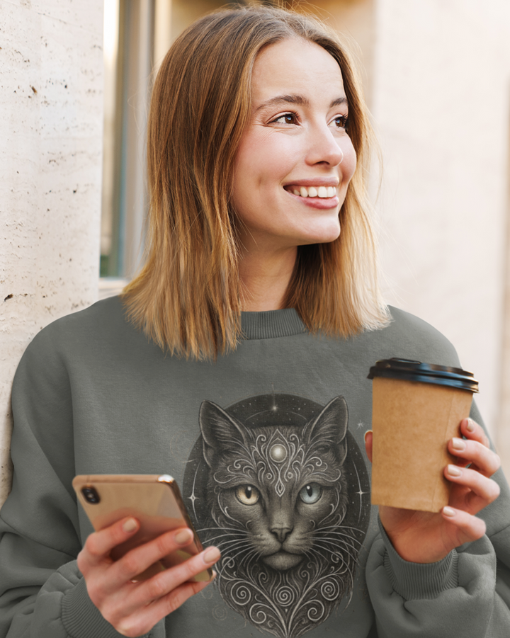 Mystik Katze Premium Sweatshirt 100 % Bio-Baumwolle Unisex
