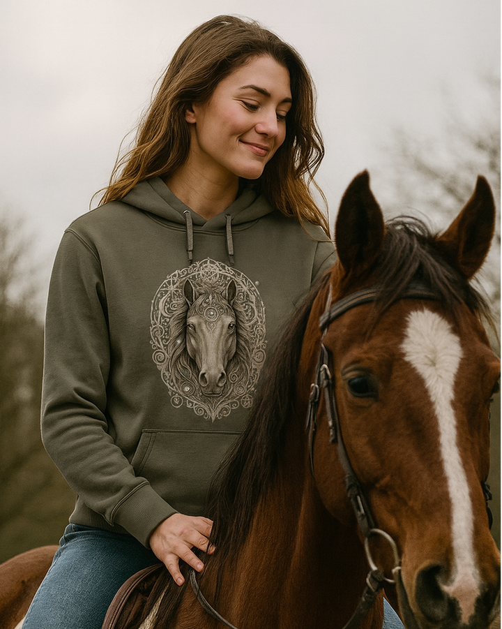 Mystik Pferd Premium Bio Hoodie 100 % Bio-Baumwolle Unisex