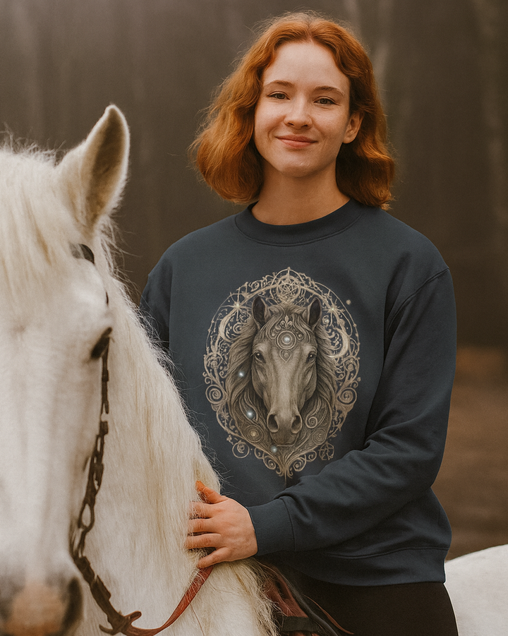 Mystik Pferd Premium Sweatshirt 100 % Bio-Baumwolle Unisex