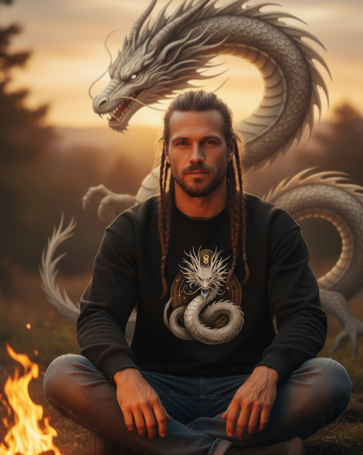 Mystik Drache Premium Sweatshirt 100 % Bio-Baumwolle Unisex