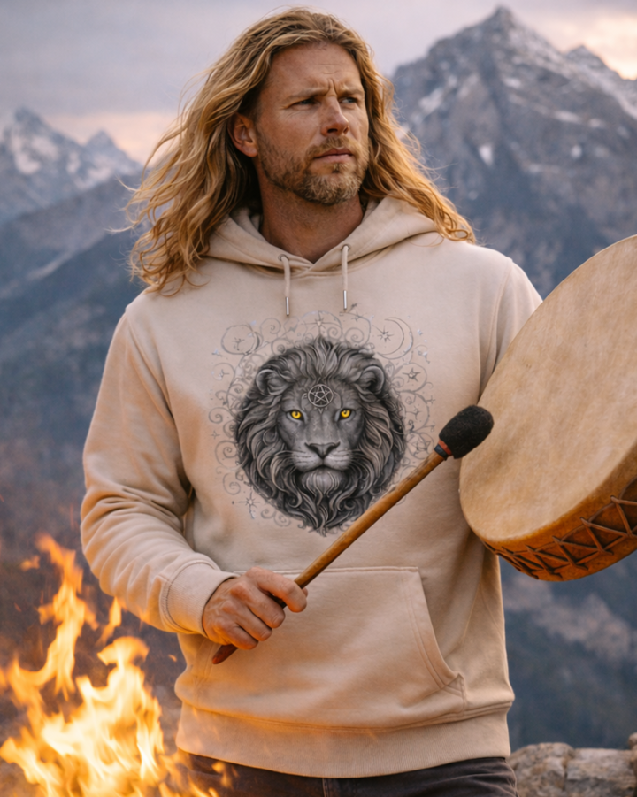 Mystik Löwe Premium Bio Hoodie 100 % Bio-Baumwolle Unisex