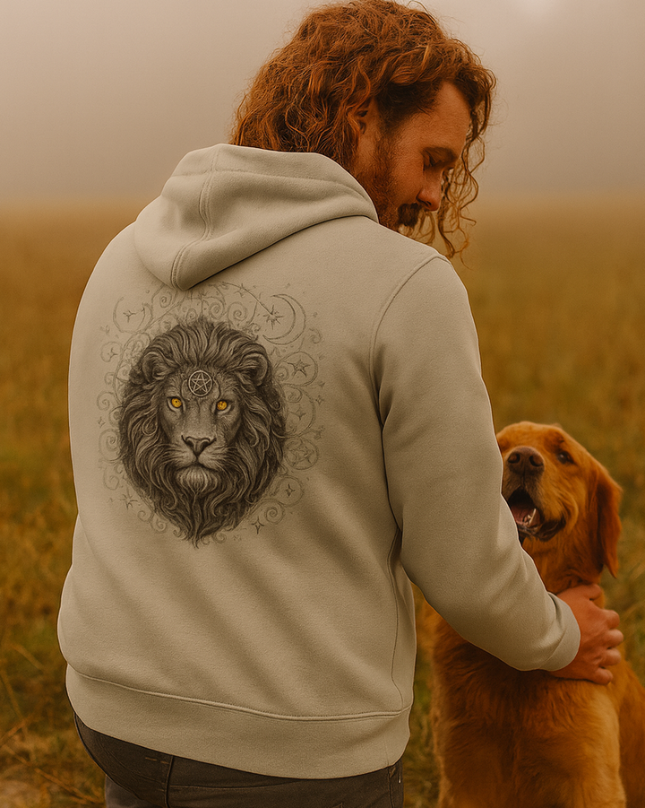 Mystik Löwe Premium Bio Hoodie 100 % Bio-Baumwolle Rückendruck