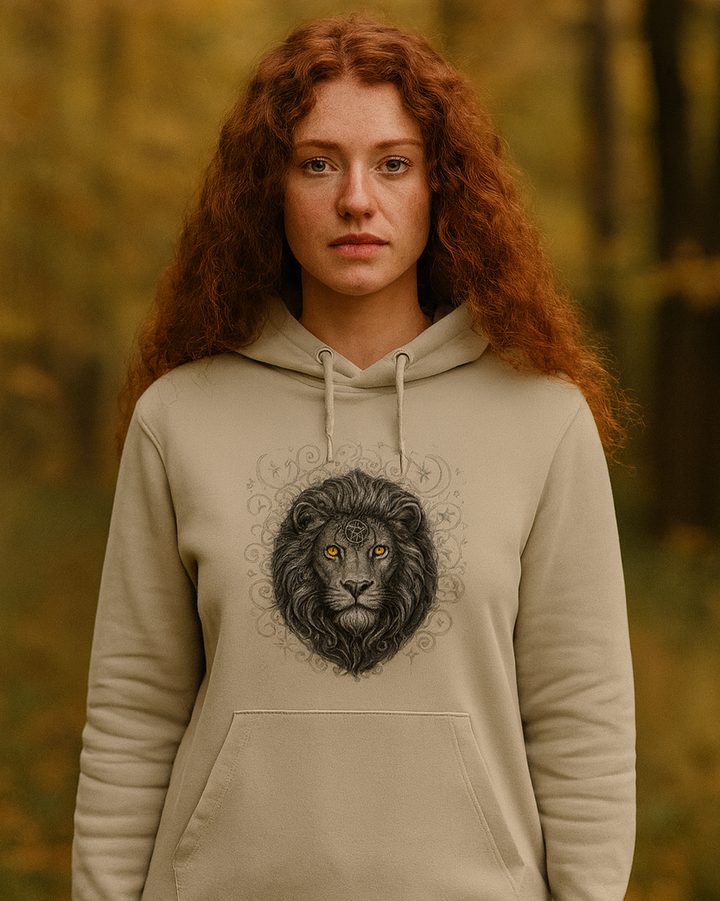 Mystik Löwe Premium Bio Hoodie 100 % Bio-Baumwolle Unisex