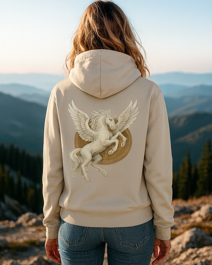 Mystik Pegasus Premium Bio Hoodie 100 % Bio-Baumwolle Rückendruck