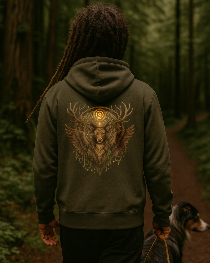 Mystik Cernunnos Premium Bio Hoodie 100 % Bio-Baumwolle Rückendruck