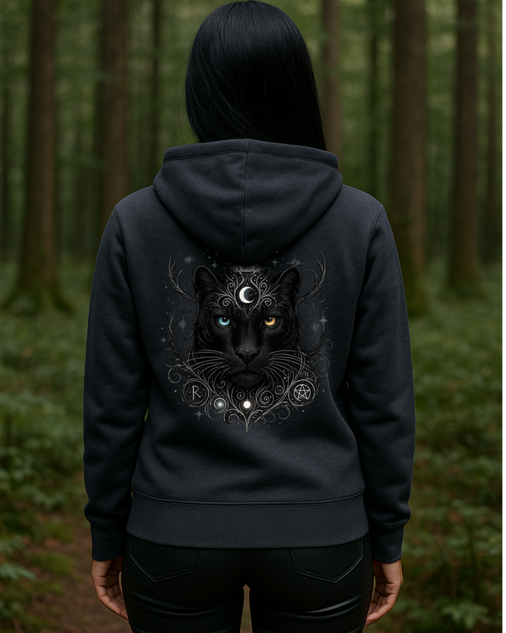 Mystik Panther Premium Bio Hoodie 100 % Bio-Baumwolle Rückendruck
