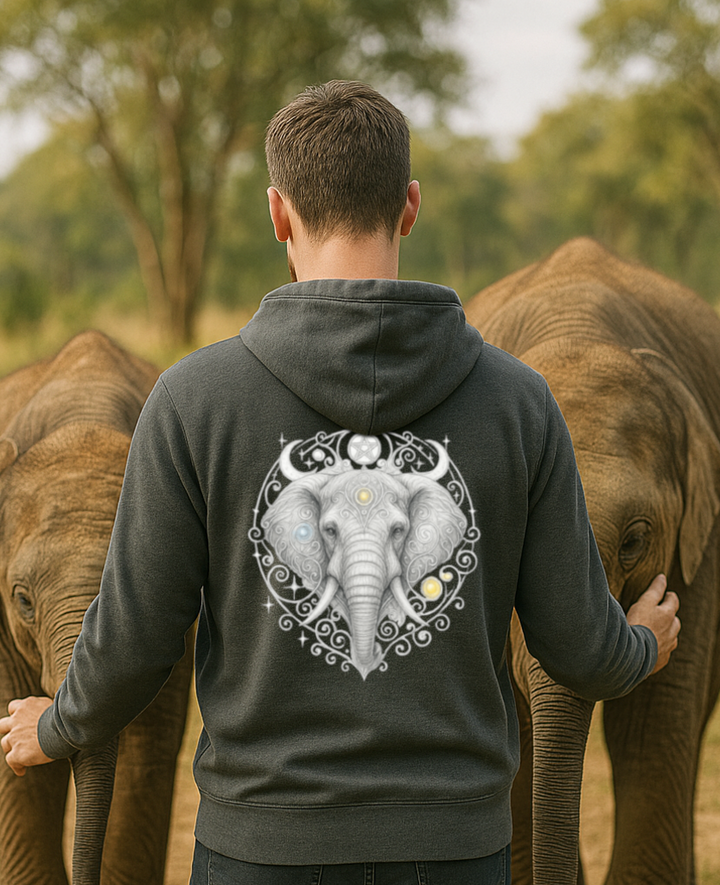 Mystik Elefant Premium Bio Hoodie 100 % Bio-Baumwolle Rückendruck