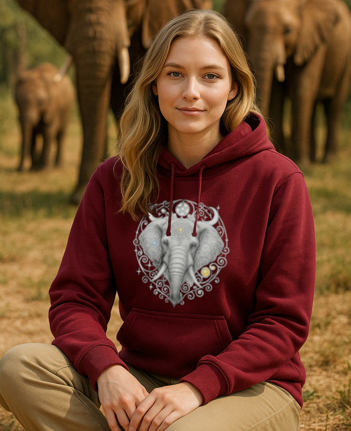 Mystik Elefant Premium Bio Hoodie 100 % Bio-Baumwolle Unisex