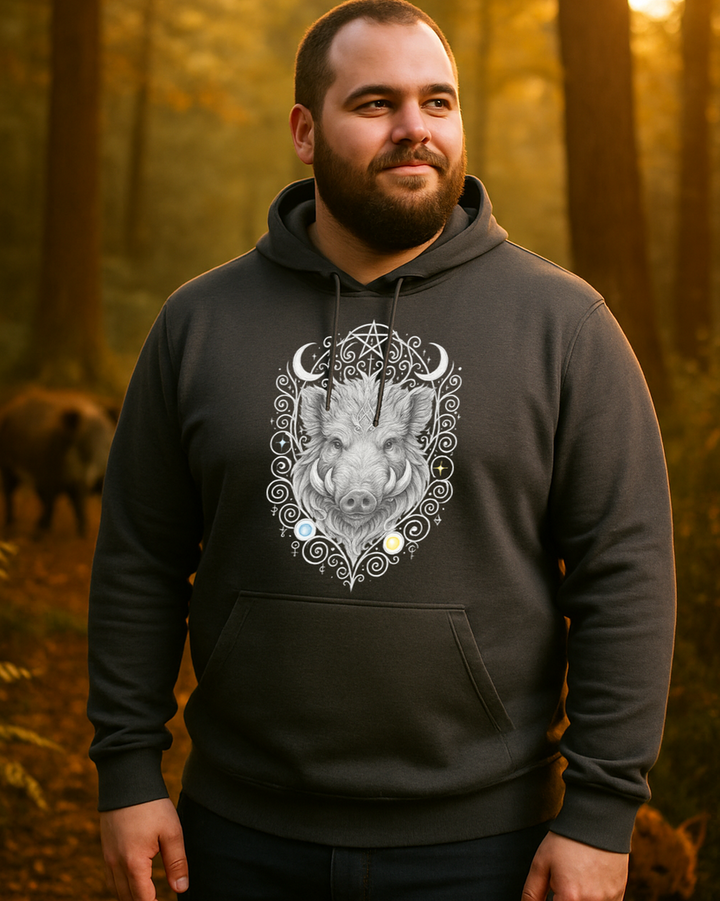 Mystik Wildschwein Premium Bio Hoodie 100 % Bio-Baumwolle Unisex