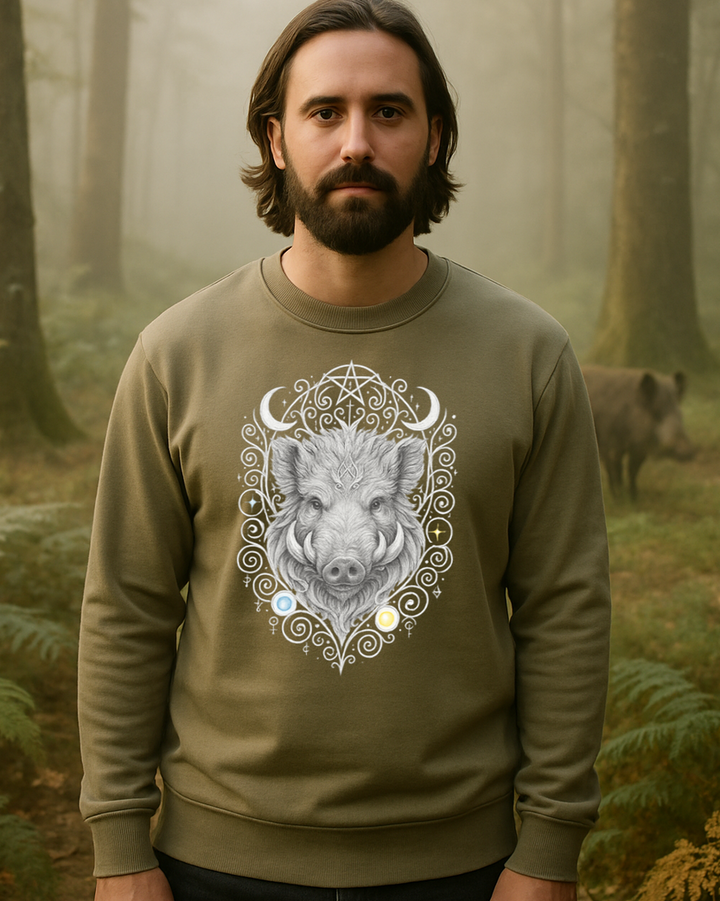 Mystik Wildschwein Premium Bio Sweatshirt 100 % Bio-Baumwolle Unisex