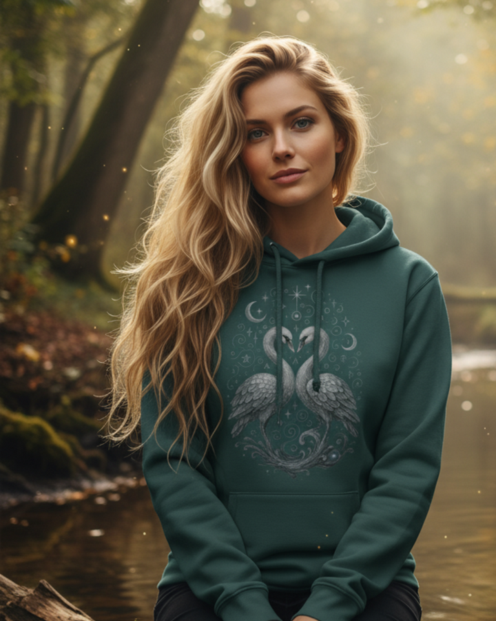 Mystik Schwan Premium Bio Hoodie 100 % Bio-Baumwolle Unisex