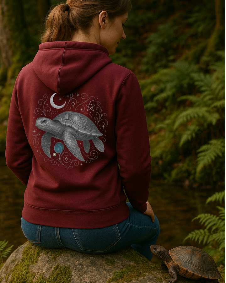 Mystik Schildkröte Premium Bio Hoodie 100 % Bio-Baumwolle Rückendruck