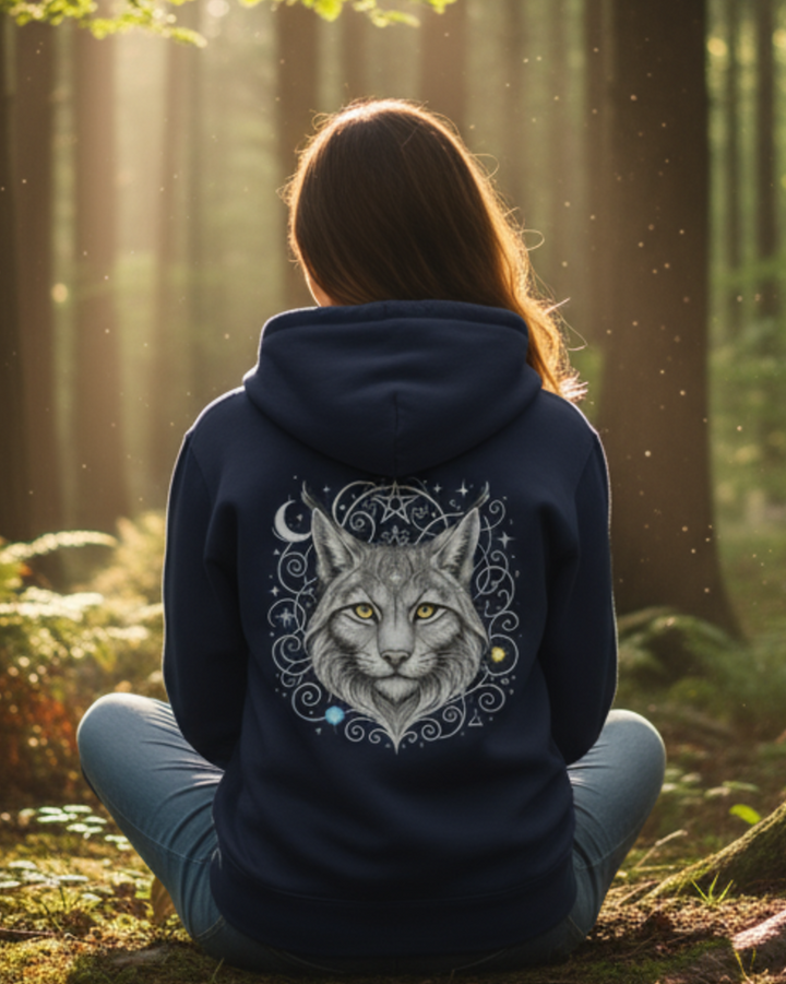 Mystik Luchs Premium Bio Hoodie 100 % Bio-Baumwolle Rückendruck