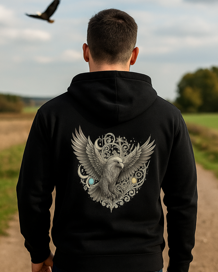 Mystik Adler Premium Bio Hoodie 100 % Bio-Baumwolle Rückendruck