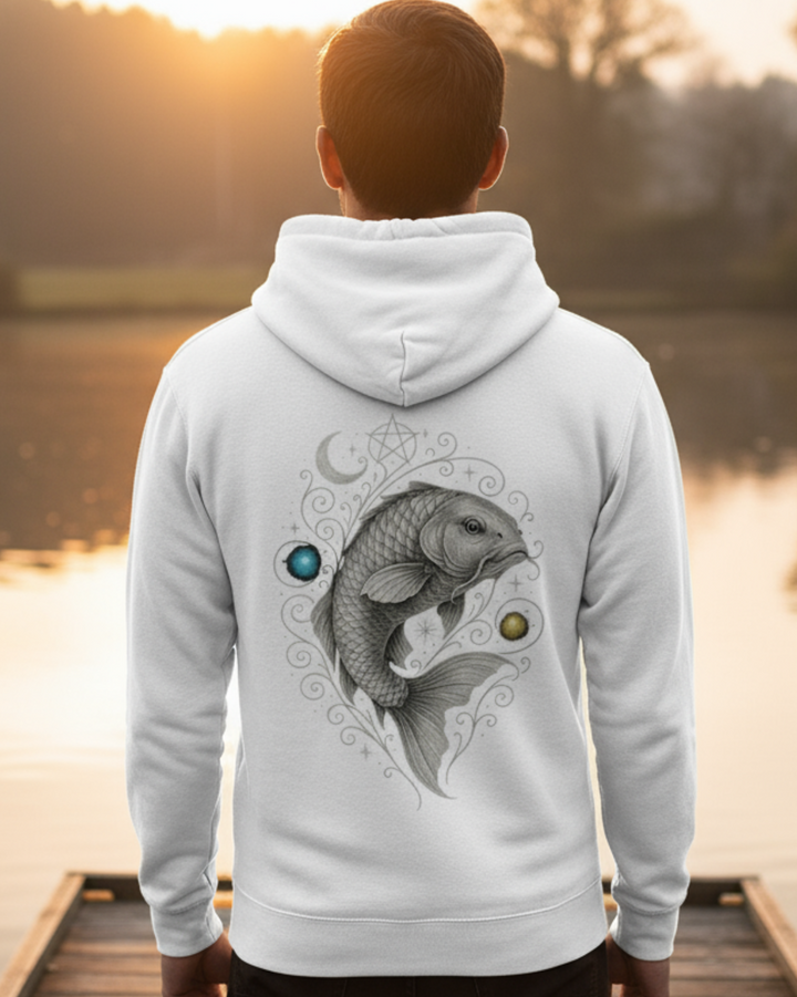 Mystik Karpfen Premium Bio Hoodie 100 % Bio-Baumwolle Rückendruck