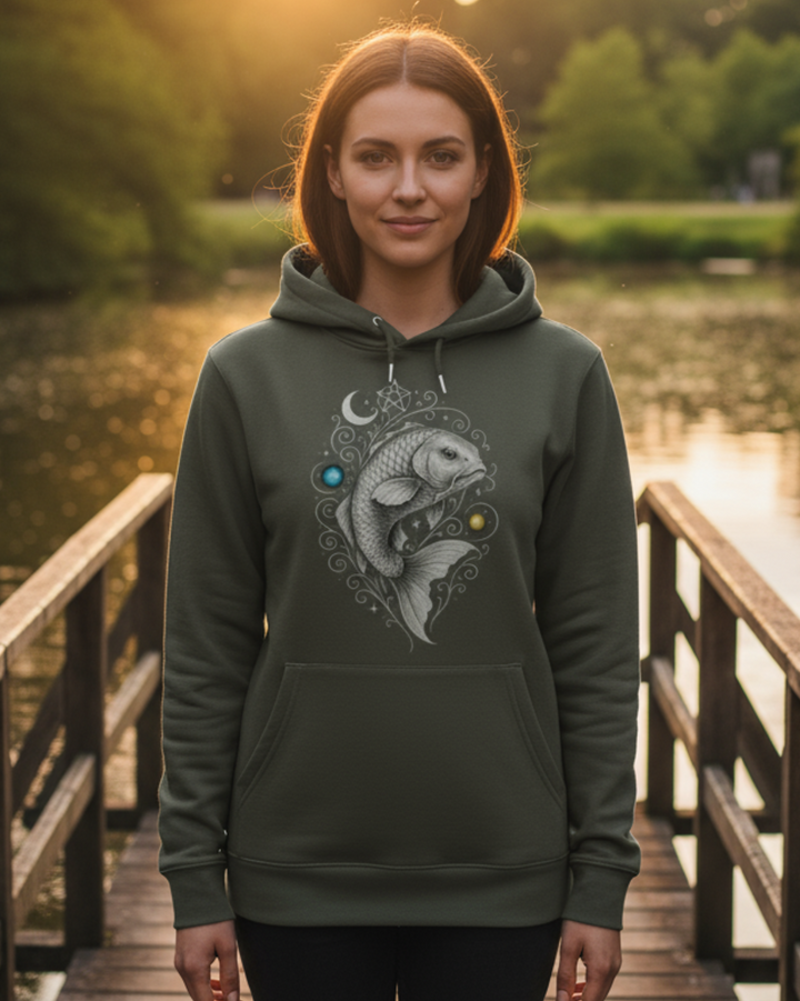 Mystik Karpfen Premium Bio Hoodie 100 % Bio-Baumwolle Unisex