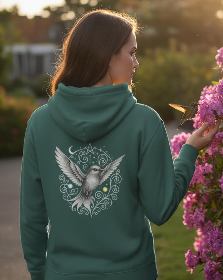 Mystik Kolibri Premium Bio Hoodie 100 % Bio-Baumwolle Rückendruck