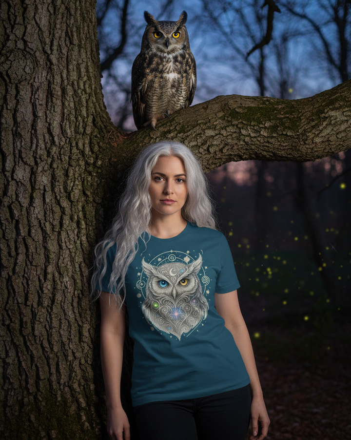 Mystik Eule Premium Bio T-Shirt 100 % Bio-Baumwolle Unisex