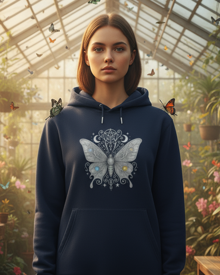 Mystik Schmetterling Premium Bio Hoodie 100 % Bio-Baumwolle Unisex