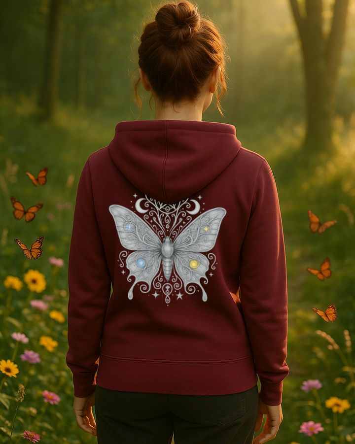 Mystic Butterfly Hooded Jacket Organic Zipper