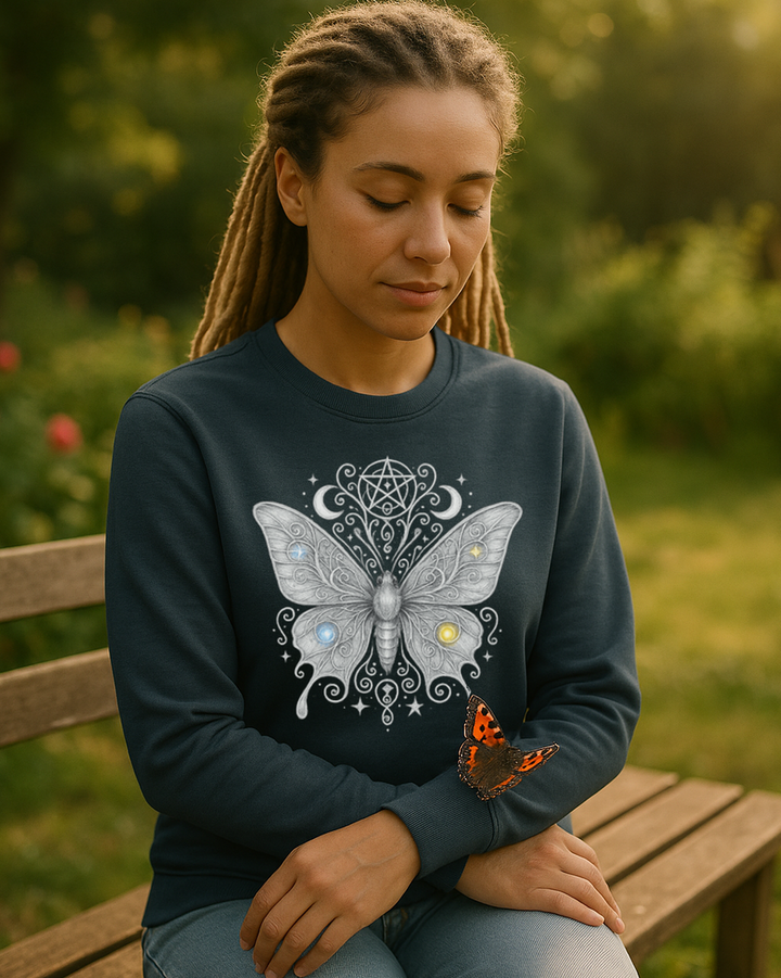 Mystik Schmetterling Premium Bio Sweatshirt 100 % Bio-Baumwolle Unisex
