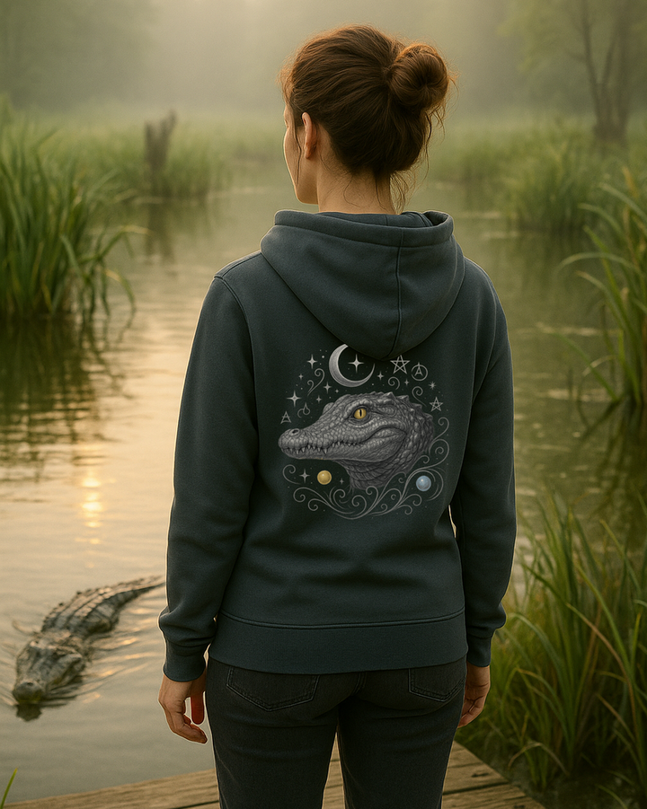 Mystik Krokodil Premium Bio Hoodie 100 % Bio-Baumwolle Rückendruck