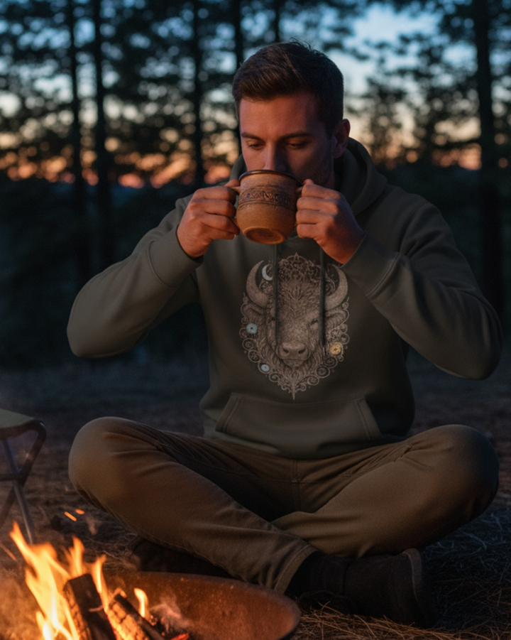 Mystik Bison Premium Bio Hoodie 100 % Bio-Baumwolle Unisex