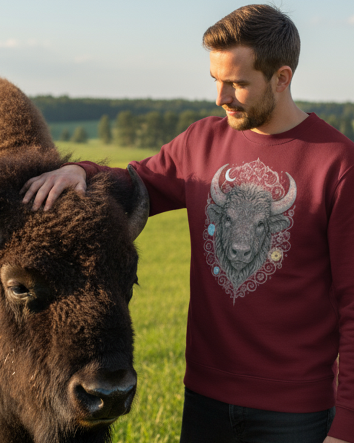 Mystik Bison Premium Sweatshirt 100 % Bio-Baumwolle Unisex