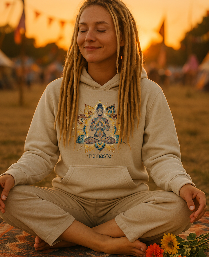 Namaste Lotus Premium Bio Hoodie 100 % Bio-Baumwolle Unisex