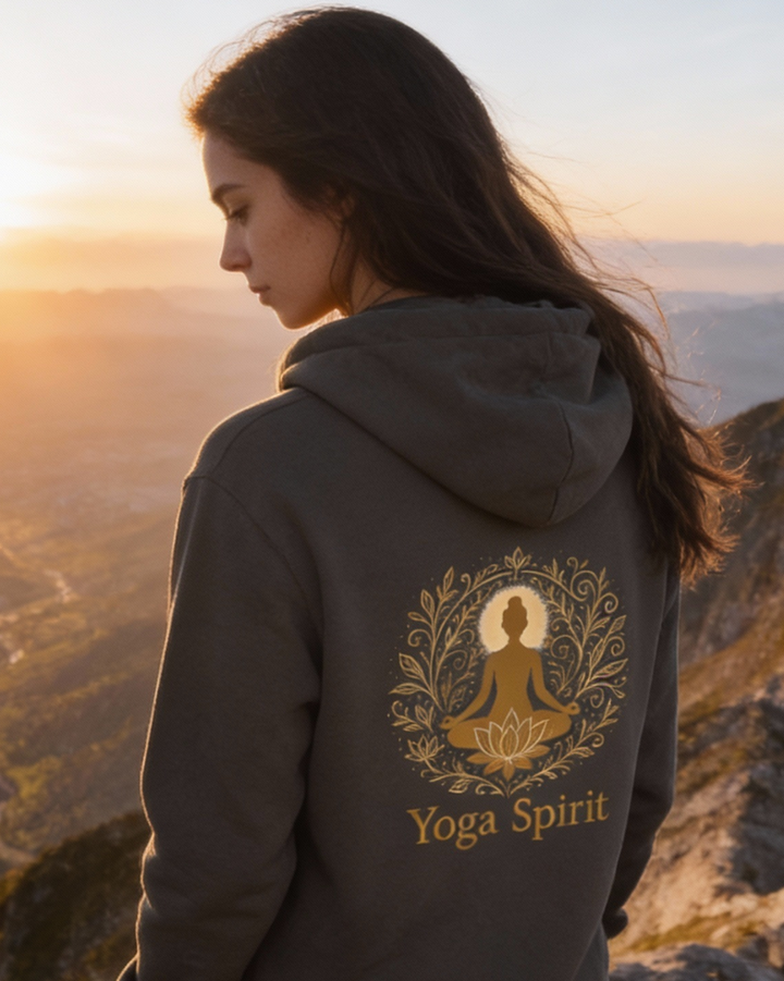 Yoga Spirit Premium Hoodie 100 % Bio-Baumwolle Rückendruck