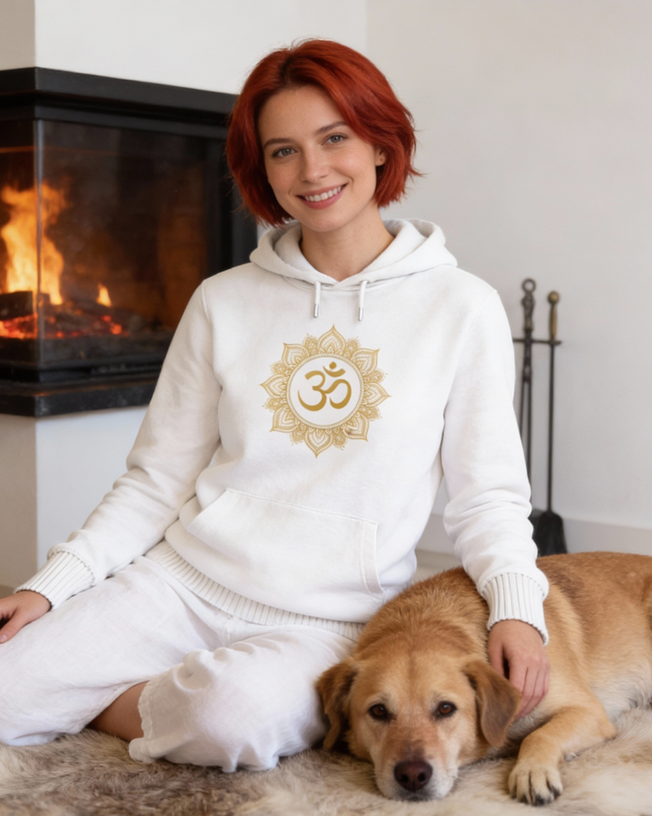Om Lotus Gold Premium Bio Hoodie 100 % Bio-Baumwolle Unisex