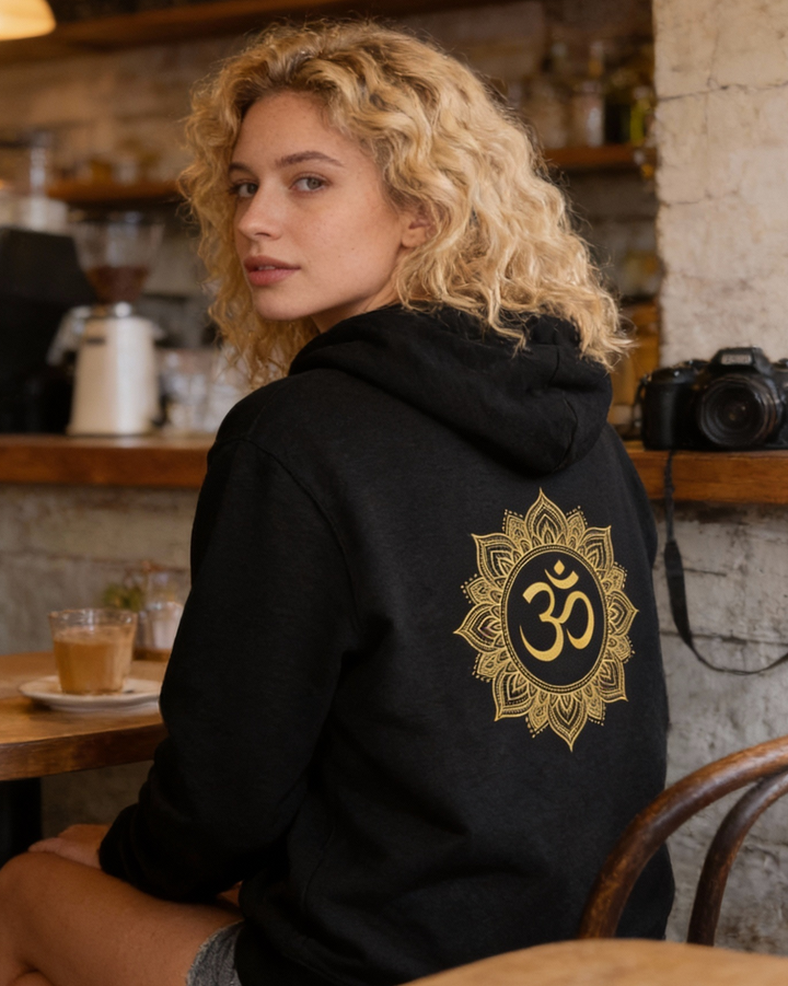 Om Lotus Gold  Kapuzenjacke Organic Zipper