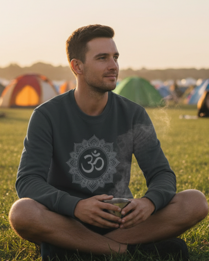 OM Lotus silber Premium Bio Sweatshirt 100 % Bio-Baumwolle Unisex