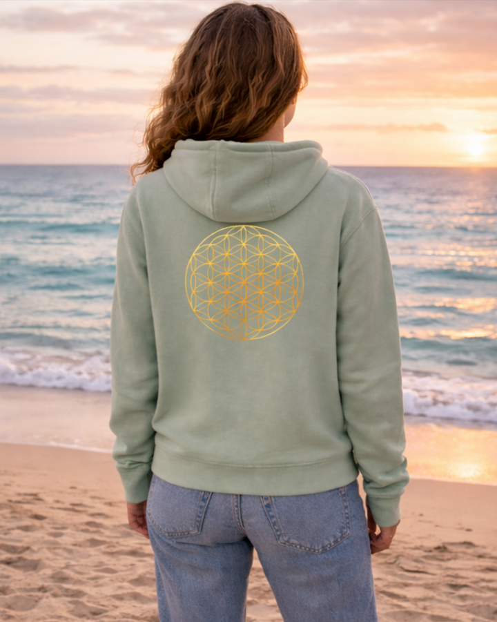 Blume des Lebens Premium Bio Hoodie 100 % Bio-Baumwolle Rückendruck