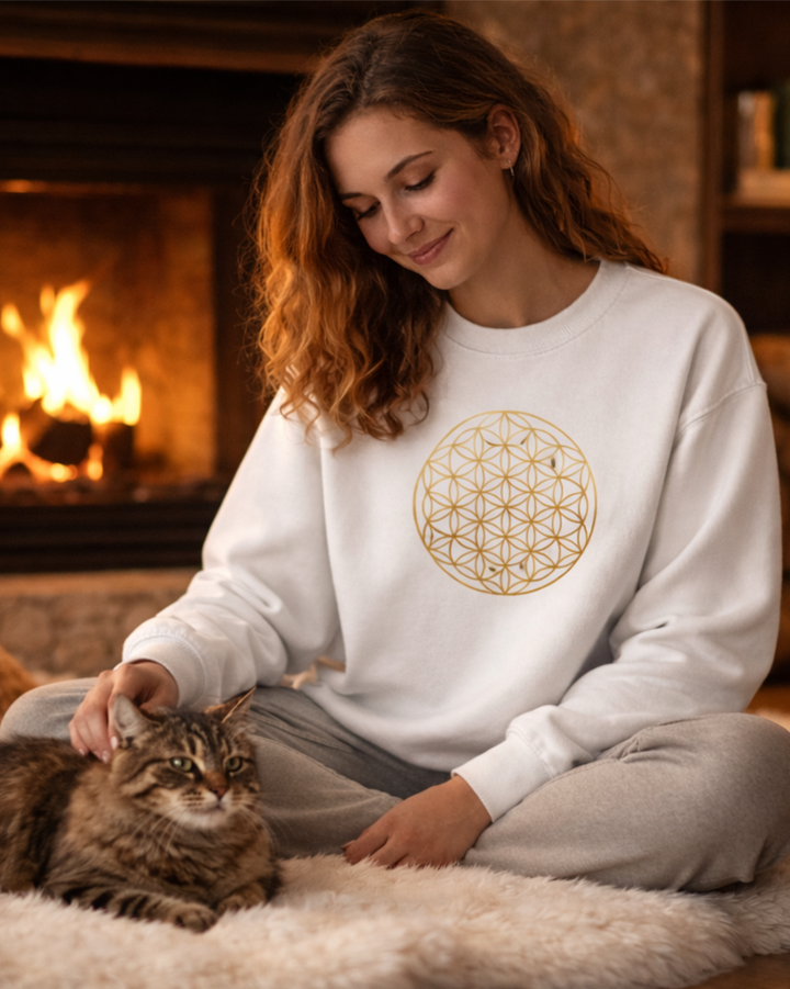 Blume des Lebens Premium Bio Sweatshirt 100 % Bio-Baumwolle Unisex