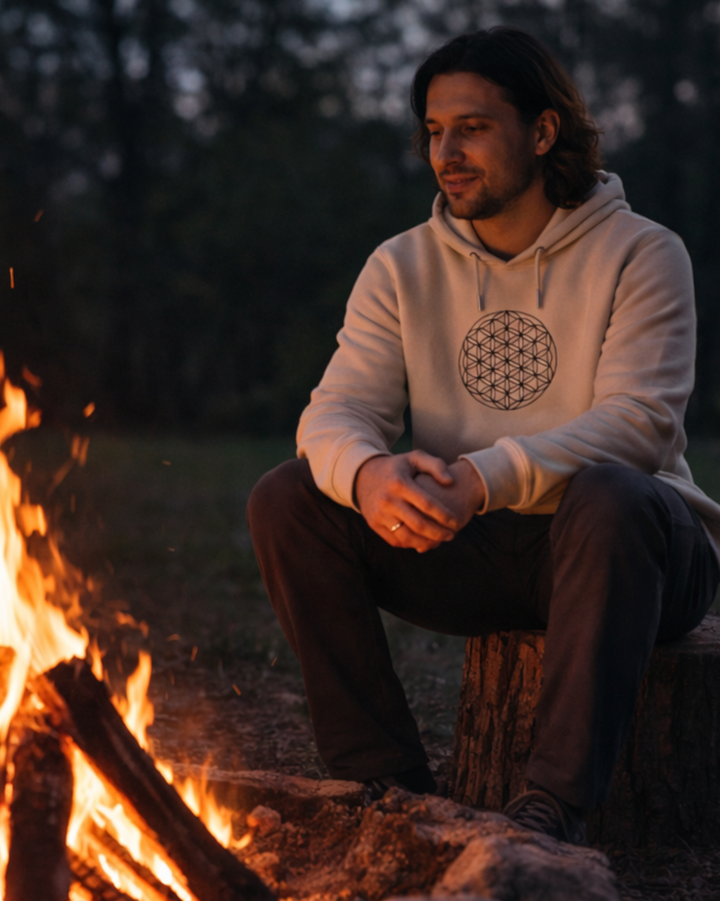 Blume des Lebens Premium Bio Hoodie 100 % Bio-Baumwolle Unisex