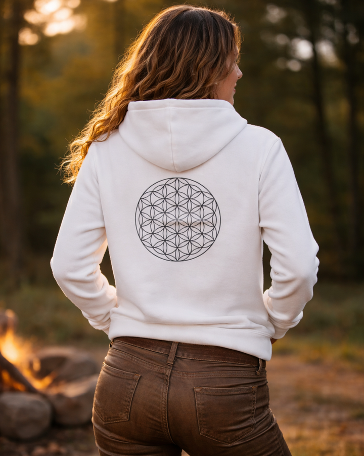 Blume des Lebens Premium Bio Hoodie 100 % Bio-Baumwolle  Rückendruck