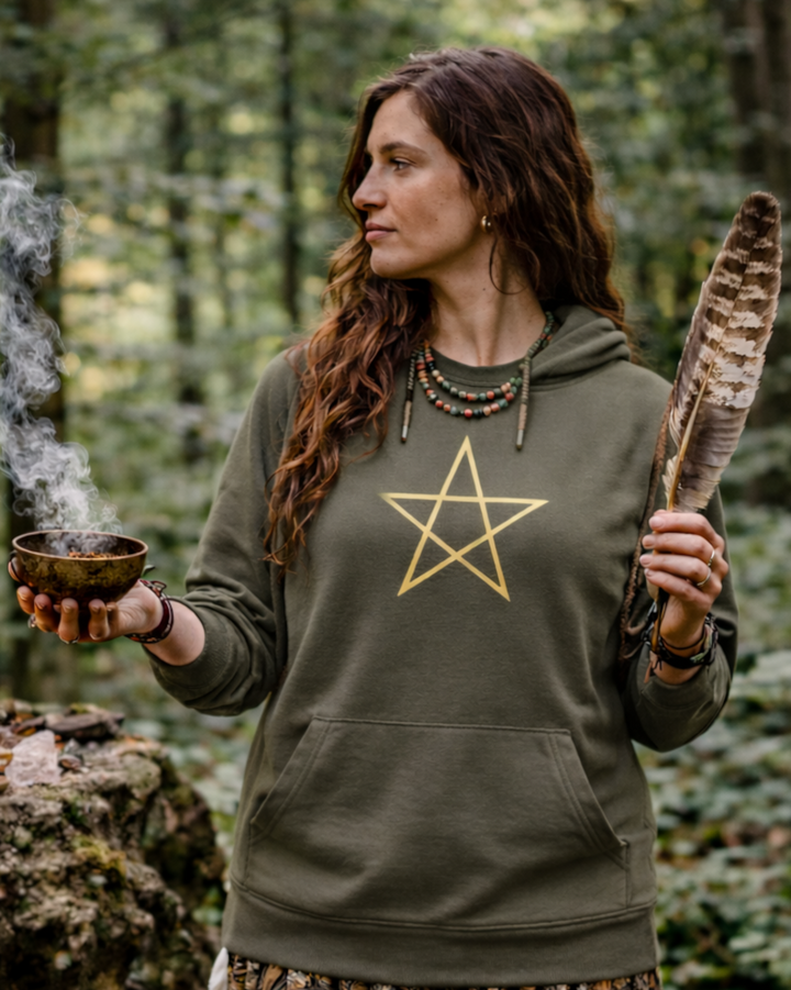Pentagramm Premium Bio Hoodie 100 % Bio-Baumwolle Unisex