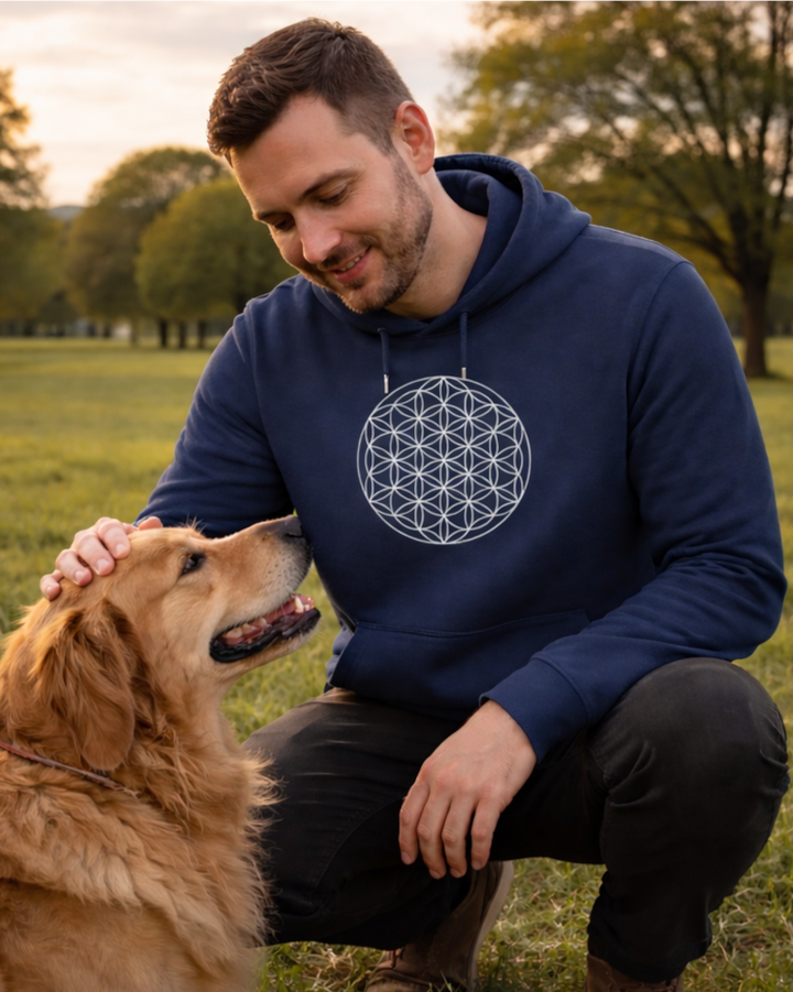Blume des Lebens Premium Bio Hoodie 100 % Bio-Baumwolle Unisex